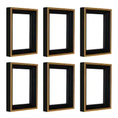Creative Mark Illusions Floater Canvas Frame, Black w/ Antique Gold Edge, 3/4 in - Pack of 6, Ideal for Galleries, Artists & Professionals, Frames for Canvas Paintings, Complete Hanging Hardware