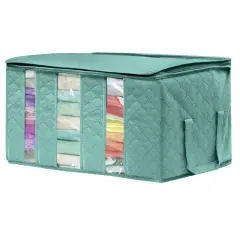 Sorbus Foldable Storage Bag Organizer 1 Pack with 3 Sections, Great Clothes, Blankets, and More Teal