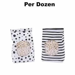 Patterned Tin Tie Treat Bags with Window - 12 Pc. Black