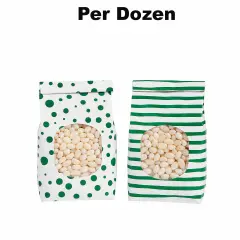 Patterned Tin Tie Treat Bags with Window - 12 Pc. Emerald