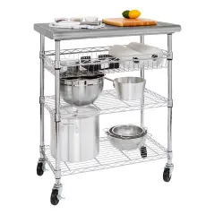 Seville Classics Stainless Steel NSF-Certified Utility Worktable Cart, 30" W x 20" D x 36" H