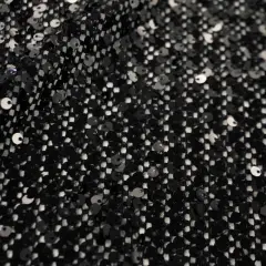 1 Yard Crescendo Stretch Netting Sequin Fabric 2-Way Stretch Flair Netting Sequin 56" Width Black