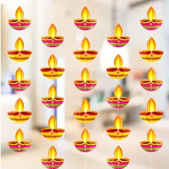 4ct Paper Diya Diwali Hanging Strings, Diwali Decoration, Diwali Decor, Diwali Decorations, Diwali Party, Deepawali Hanging, Diwali Garland