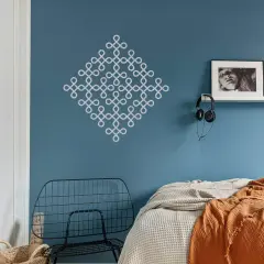 Traditional Muggu Kolam Cutout Diy Indian Backdrop Wall Decoration Stickers Puja Mandir Item Religious Cutout for Spiritual Home Styling Housewarming Gift Silver