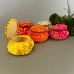 Embroidery Matki Shape Bangle Box Organizer Bulk Assorted Bangle Jewelry Storage Boxes Beautiful Bangle Case Indian Wedding Favor Bridesmaid Gift - Travel Essential Accessories for Women