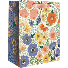 Pack/6: Golden Floral Gift Bag - 6 x 3 x 7-1/2"
