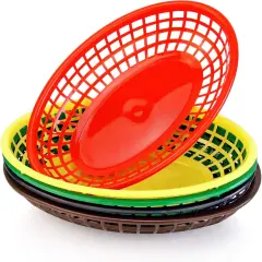 Fast Food Baskets, 9 1/4-Inch x 6-Inch Oval, Set of 36, Red