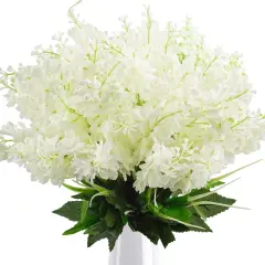 6Pcs Artificial Fake Silk Wisteria Flowers, 13.7'' Faux Hyacinth Flowers for Home Garden Outdoor Cemetery Grave Fences Spring Summer Decor Floral Arrangements, White
