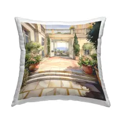 European Terrace Architecture Design by RB Throw Pillow 
