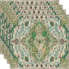 Set of 4 Green Boho Placemats - 12x18 Inch