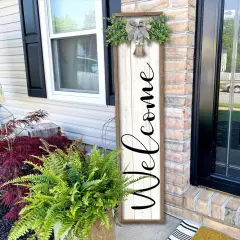 Welcome Sign for Front Porch Standing (Wood White)