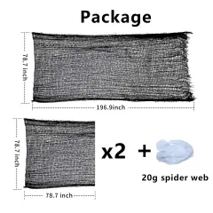 355" x 79" Halloween Creepy Cloth + Spider Web Halloween Decorations Outdoor Indoor Party Yard Spooky Backdrops Decor Supplies for Garden,Doorways,Haunted House,Windows,Home