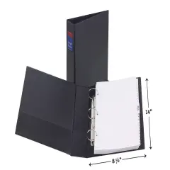 Avery Legal-Size Durable 3 Ring Binder, 2" Round Rings, Holds 8.5" x 14" Paper, Label Holder, 1 Black Binder (06401)
