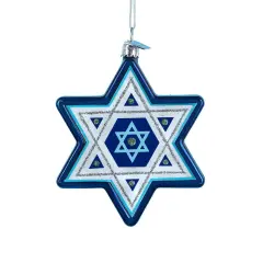 Star Of David Hanukkah Glass Ornament