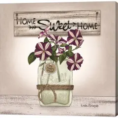 Petunias in Jar by Linda Spivey 12" x 12" Canvas Wall Art