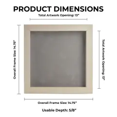 Natural Whitewash Wood Shadow Box Frame with Acrylic Front - Light Brown Suede Backing, 30 Sizes