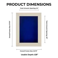 Natural Whitewash Wood Shadow Box Frame with Acrylic Front - Royal Blue Suede Backing, 30 Sizes