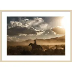 Cowboy By Day and Night I by PHBurchett Wood Framed Wall Art Print