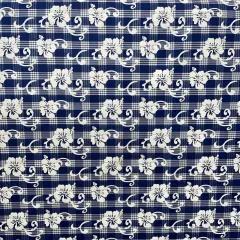 1 Yard Hibiscus Palaka Cotton Fabric , 45" Wide Navy Blue