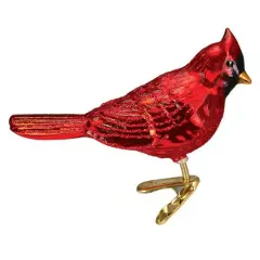Old World Christmas 2.0 Inch Shiny Red Northern Cardinal Christmas Tree Ornament , Ornament Bird Clip-On