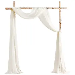 Wedding Arch Draping Fabric 2 Panels 20Ft Ivory Chiffon Fabric Drapes Arbor Drapery Wedding Ceremony Reception Swag Decorations