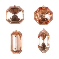 4&ndash;5&Prime; Rose Gold Rectangle Jewel Glitter Ornaments - Set for 4