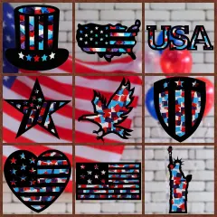 18 Pieces 4th of July Patriotic Suncatcher Paper Kit for Window