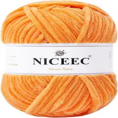 Chenille Yarn Blanket Yarn Light Worsted Weight Yarn for Knitting Fancy Yarn for Crochet Weaving DIY Craft Total Length 200m (218yds, 100g)_Orange