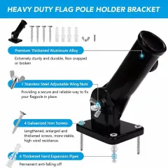 Flag Pole Holder for Outside,Multi-Position Aluminum Adjustable Bracket Mount Black
