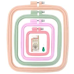 4 Pcs 4 Size Square Embroidery Hoops, ABS Plastic Embroidery Hoops Cross Stitch Hoops Embroidery Frames for Sewing, Needlework, Embroidery Projects (Size-3", 4.3", 6.5", 8.7")