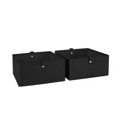 2pc Folding Storage Bins Set - 10.5&rdquo; Bin Organizers with Handles - Black Closet Organizers & Storage for Toys, Games, Shoes - Foldable Cube Storage Organizer Bins for Playroom, Nursery