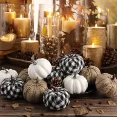 12 Pcs Mixed Assorted Sizes Artificial Pumpkins