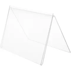 Plymor Clear Acrylic Folded A-Frame Holder for 1 Sign or Photo, 5" H x 7" W x 4.5" D