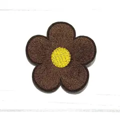Flower embroidered patch Brown