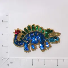 4" x2 1/4" Steve Triceratop Dinosaur Sequin Applique/Patch