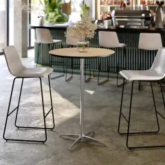 Emma and Oliver 30" Round Wood Cocktail Table with 30" and 42" Columns Natural