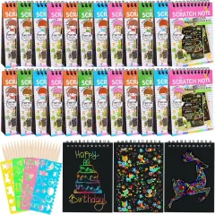 24 Pack Rainbow Scratch Notebook,Scratch Paper Art for Kids