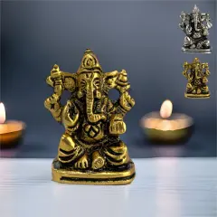 Lord Ganesha for Car Idol Metal Ganpati Showpiece Ganeshji Figurine God of Luck and Success Home Decoration Car Dashboard Return Gifts Housewarming Pooja Diwali