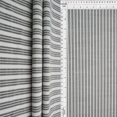 1 Yard Poplin Triple Stripe Fabric 57/58&Prime; Wide Polyester Rayon Blend BLACK