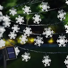 100 LED Solar Christmas Snowflake Lights