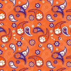 Licensed NCAA Clemson University Paisley CLEM-1200 Cotton Fabric by the Yard