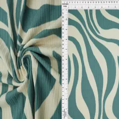 1 Yard Abstract Zebra 8x3 Yummy Rib Knit Fabric Soft Stretch 58/60 Inches Wide SAGE