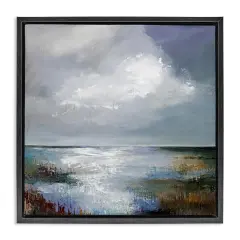 Stupell Industries Sun Reflection Ocean Surface Framed Floater Canvas Wall Art Design by Karen Hale