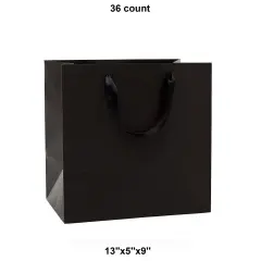 Vibrant Kraft Euro Tote 13" x 5" x 9" with Satin Handles Black
