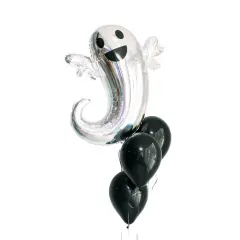 IRIDESCENT GHOST HALLOWEEN BALLOON BUNDLE WITH HELIUM