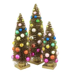 Cody Foster 16.5 Inch Gold Rainbow Trees Christmas Decorative Tree Set , Christmas Decor Putz Village Retro Multicolored