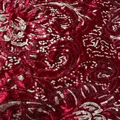 1 Yard Velvet Designed Sequin Mechanical Stretch Fabric 60 Inches Width