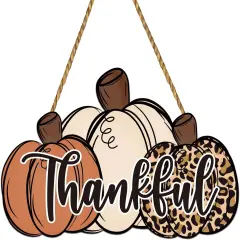 Fall Door Decor Thankful Sign Leopard Fall Pumpkin Wall Decor