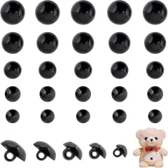 300pcs Black Crafts Eyes - 5 Sizes - 10/11/12/15/17mm