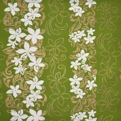 1 Yard Tiare Garden Glitter Polyester Poplin Fabric, 60" Wide Inspired GREEN